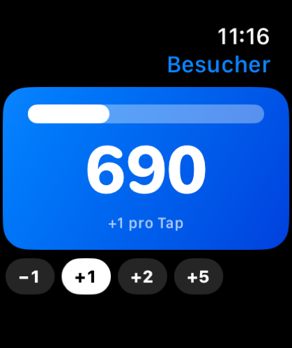 Zähloberfläche auf der Apple Watch